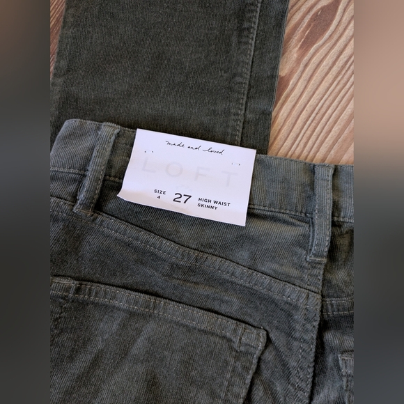 Loft High Waist Skinny Denim Corduroy Forest Green Women's Jeans 27 4 NWT - Picture 5 of 6